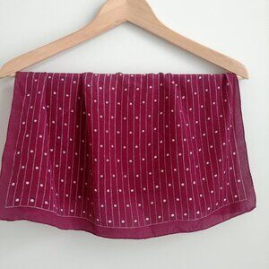 Vintage Echo burgundy raspberry square scarf with white pattern